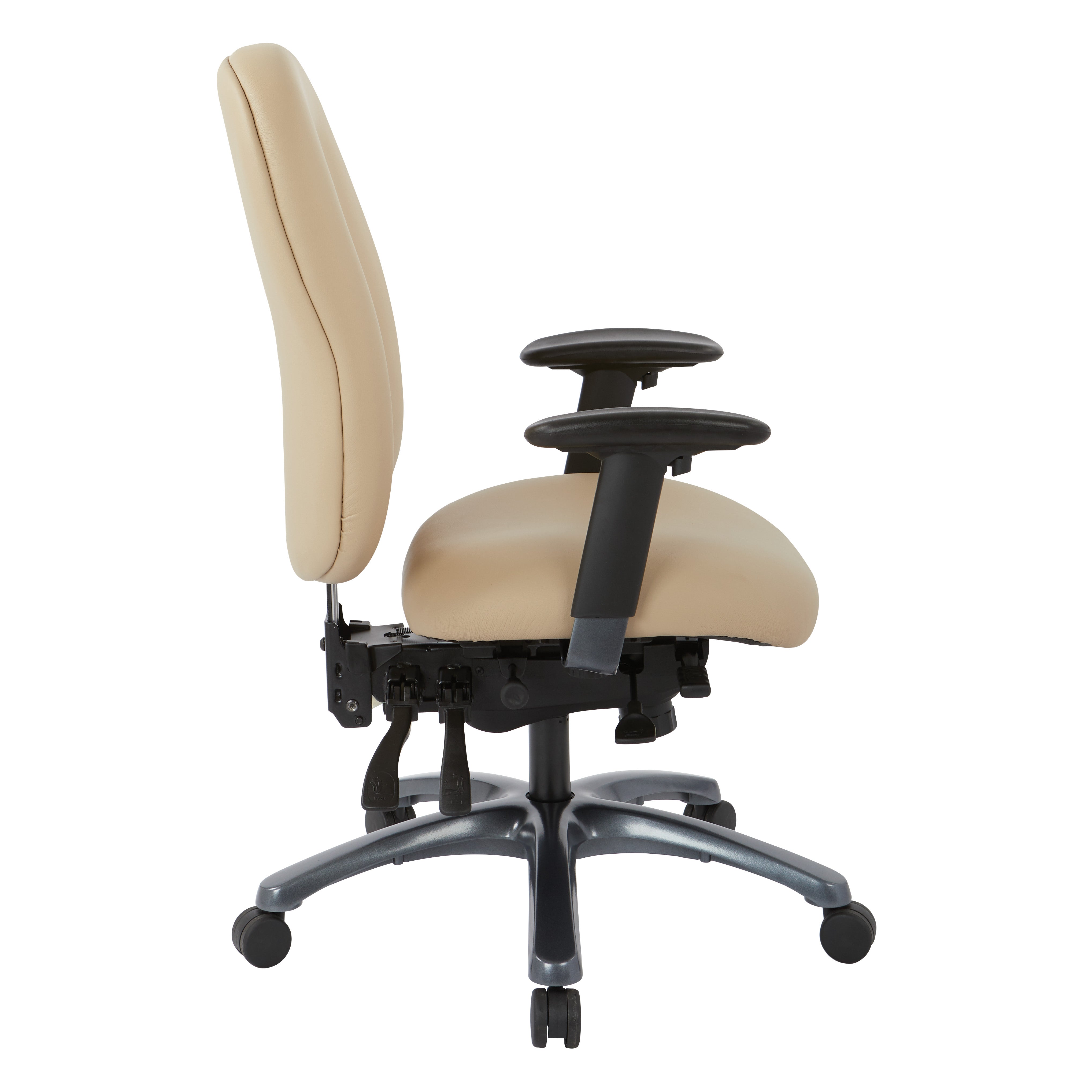 Multi-Function High Back Chair with Seat Slider and Titanium Finish Base